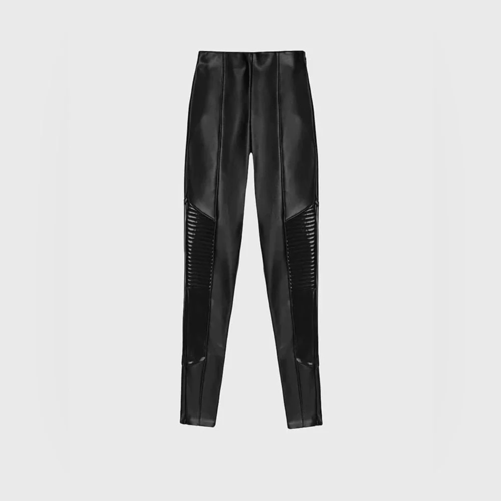 Manier de voir Vegan leather and patent rubbed black leggings - Picture 5 of 15